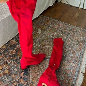 Amazon red boots velvet